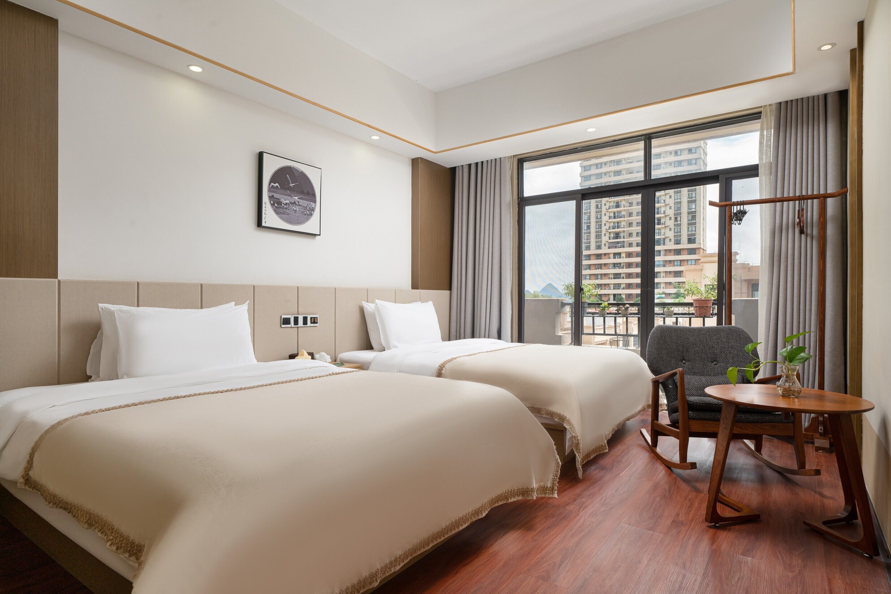 Senior Quadruple Room, Hill View | Premium bedding, blackout drapes, soundproofing, free WiFi