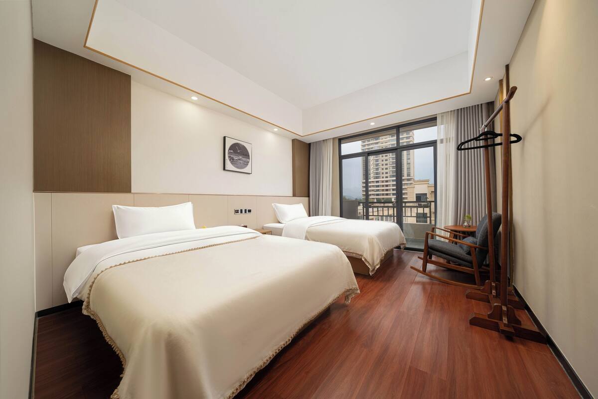Senior Quadruple Room, Hill View | Premium bedding, blackout drapes, soundproofing, free WiFi