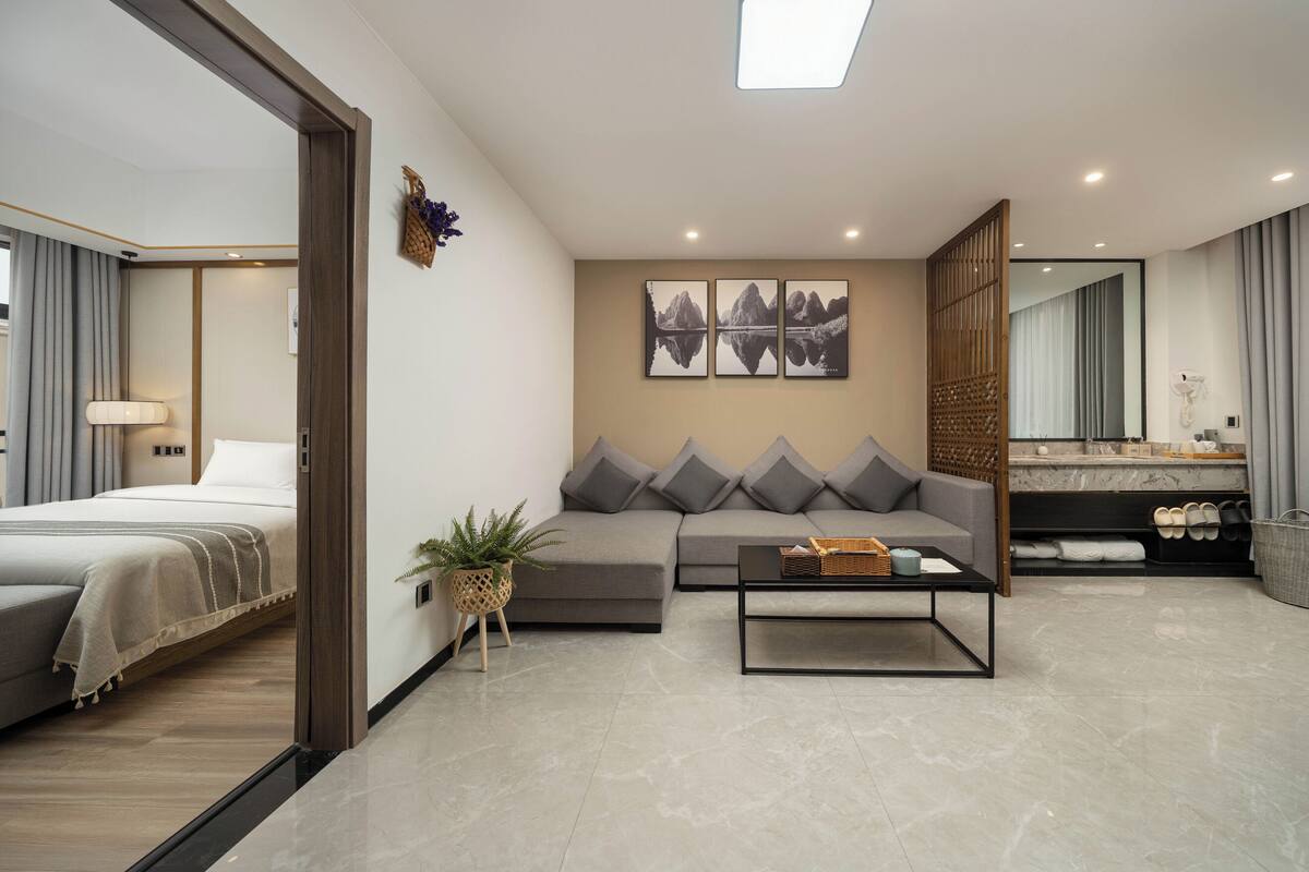 Premium bedding, blackout curtains, soundproofing, free WiFi