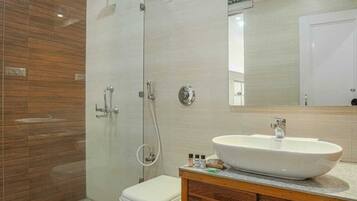 Shower, slippers, towels