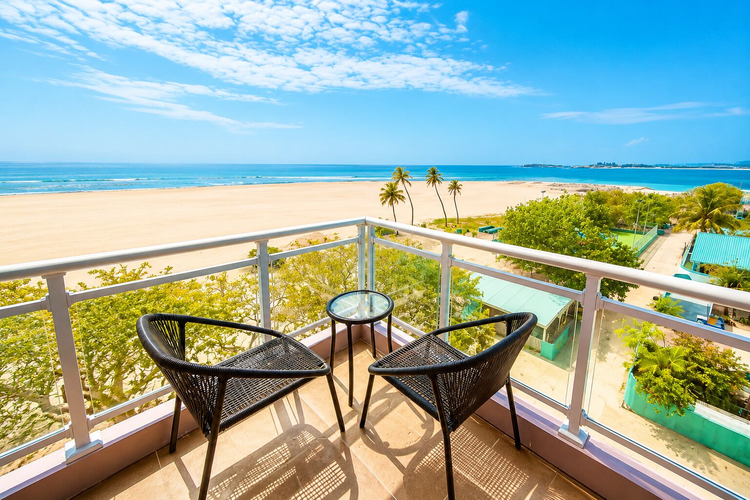 Habitación doble Deluxe, vista al mar | Terraza o patio
