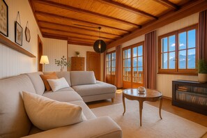 Smart TV, fireplace, video games, DVD player
