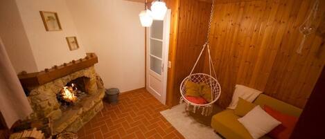 Una Smart TV, una chimenea, videojuegos, un reproductor de DVD