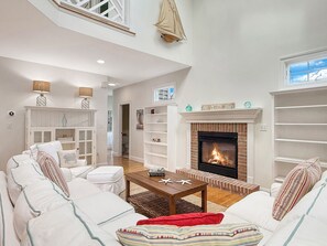 TV, fireplace - In-Town Lewes Charm...Steps to the Canal & Hot Tub! (Lewes)