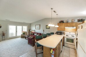 Fridge, microwave, oven, stovetop - One Bedroom Harbor View Condo (Grand Rivers)