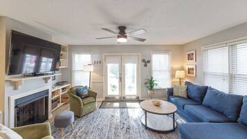 TV, fireplace, DVD player, offices