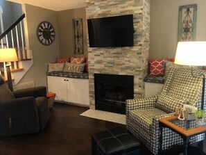 TV, fireplace, DVD player