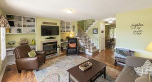 Televisio, takka, DVD-soitin