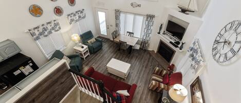 TV, fireplace, DVD player