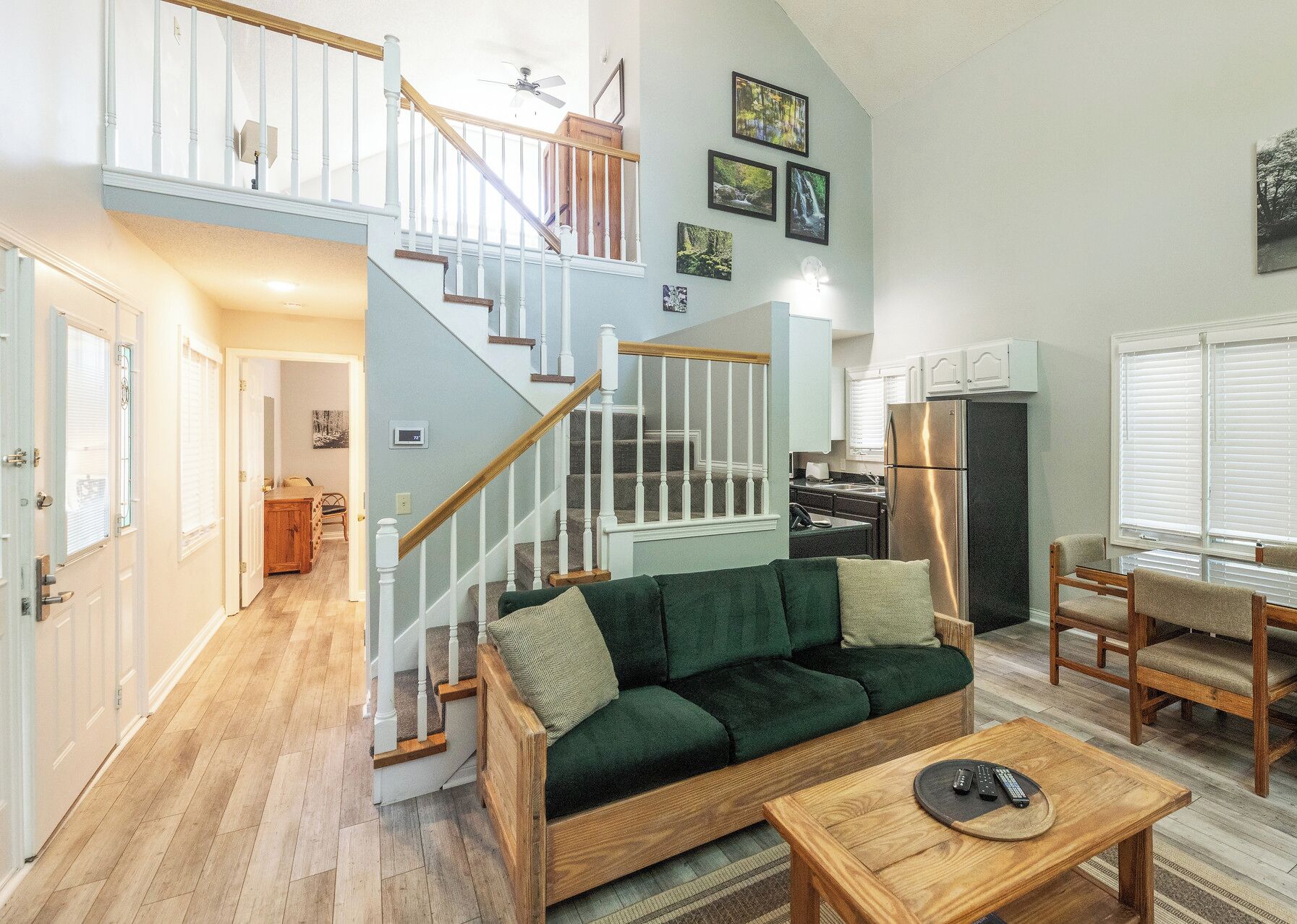 Télévision, cheminée, lecteur de DVD