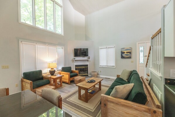 TV, fireplace, DVD player