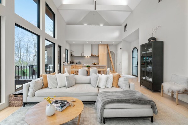 Smart TV, fireplace, video games, DVD player