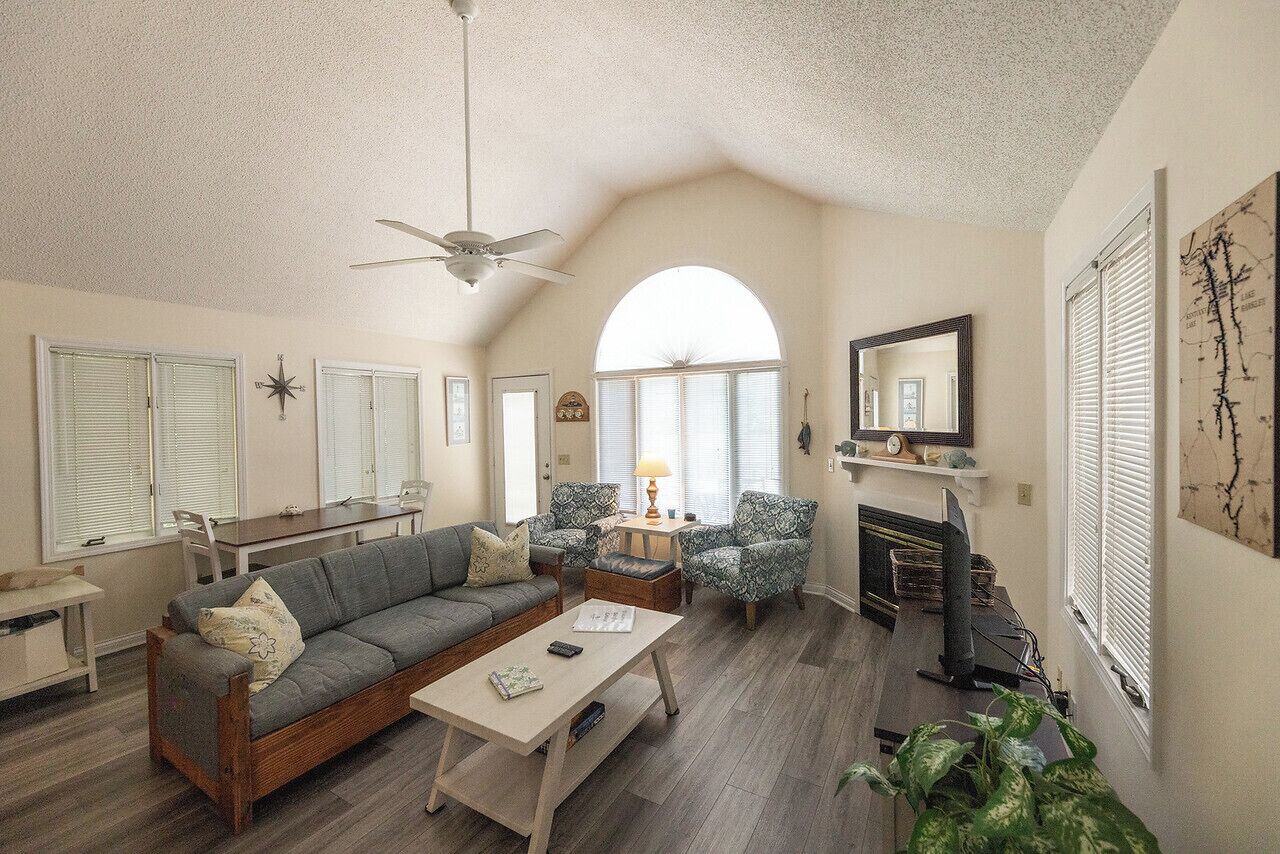 Televisión, chimenea y reproductor de DVD 