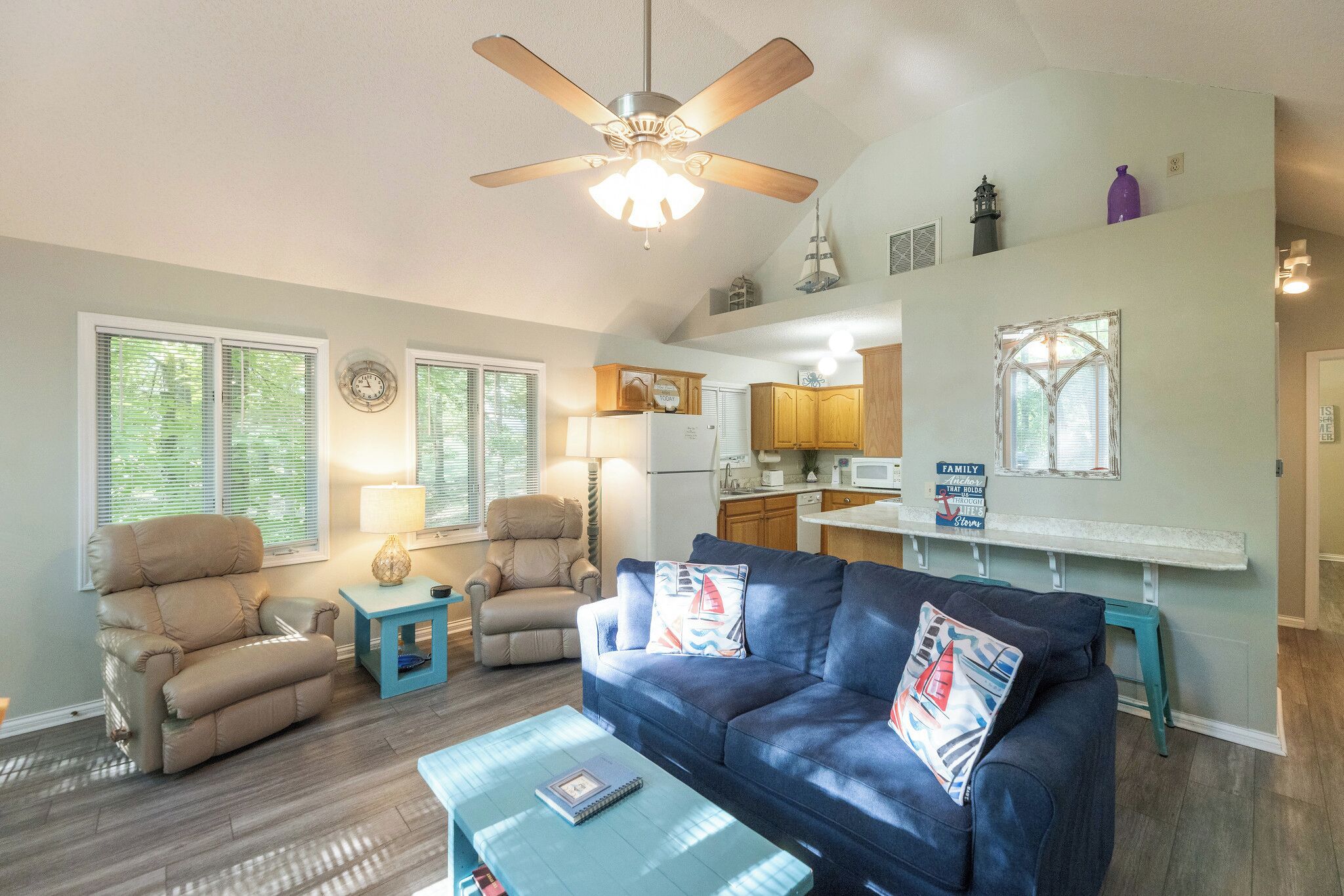 电视、壁炉、DVD 播放器