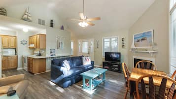 Tv, eldstad och dvd-spelare