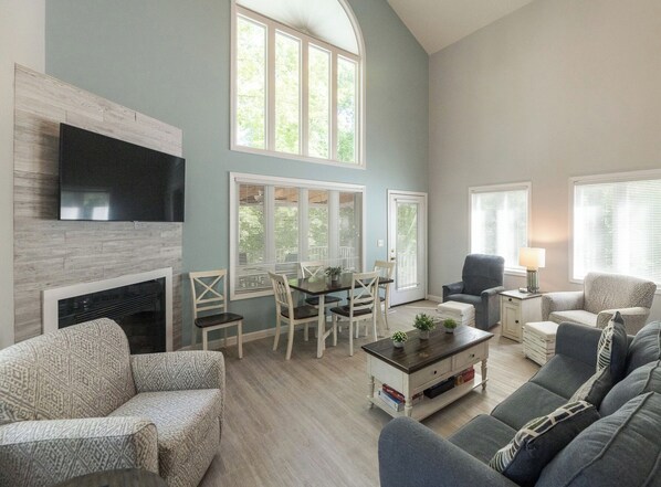 TV, fireplace, DVD player