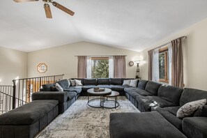 Smart TV, fireplace, table tennis, books