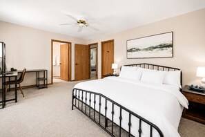 4 bedrooms, desk, iron/ironing board, travel cot