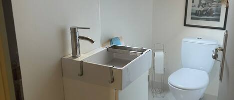 Shower, hair dryer, soap