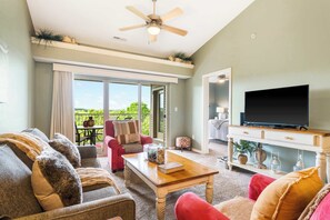 Condo, Multiple Beds, Balcony (Majestic Sunset Duo) | Living area | 42-inch flat-screen TV with digital channels