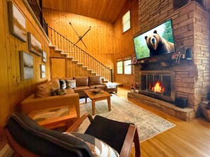 Smart TV, fireplace, video games, books