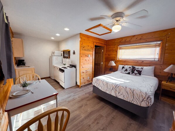 1 bedroom, desk, iron/ironing board, travel crib