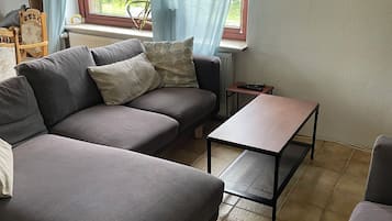 Smart-TV, DVD-Player, Bücher, Stereoanlage