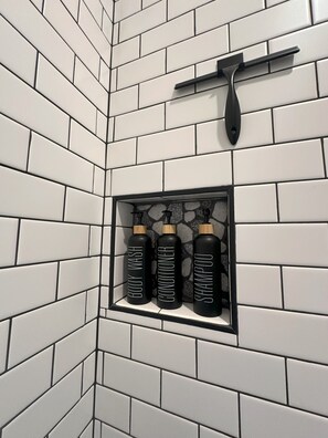 Eco-friendly toiletries, hair dryer, towels, soap