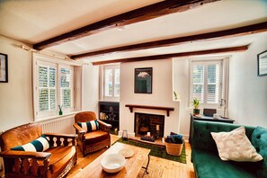 Smart-TV, peis, bøker og musikkbibliotek