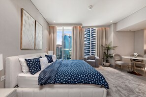 Premium Studio, Balcony, City View | 1 bedroom, premium bedding, blackout drapes, iron/ironing board - Great Studio at Marina Star (Dubai)