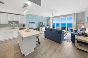 Condo, 1 King Bed with Sofa bed (Laketown Wharf 905) | Living area | TV