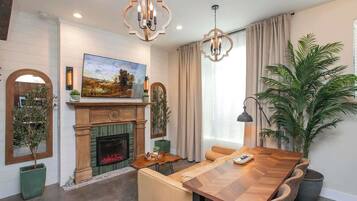 TV, fireplace, offices