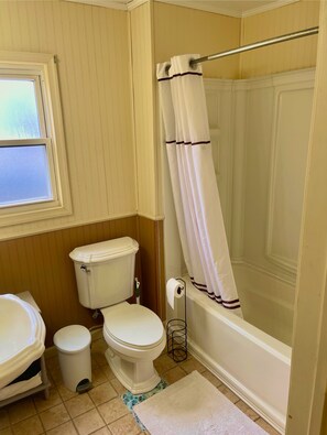 Séchoir à cheveux, serviettes fournies, savon, shampooing