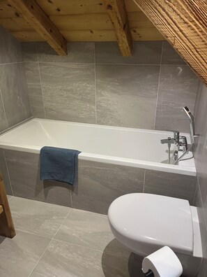 Hair dryer, towels, toilet paper