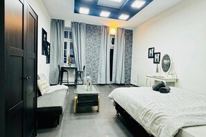 1 bedroom, iron/ironing board, bed sheets