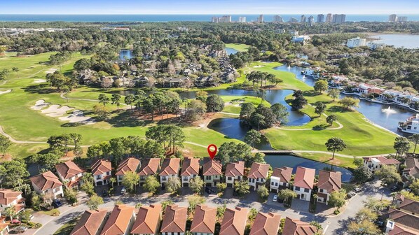 Aerial View of Tees & Tides - Proximity to the Beach