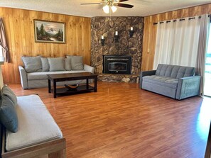 Fireplace, table football