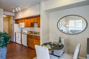 Fridge, microwave, oven, dishwasher