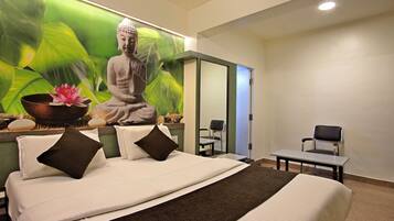 DELUXE DOUBLE BEDDED AC ROOM | Literie de qualité supérieure, surmatelas