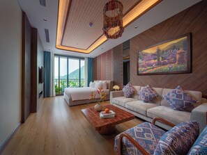 Deluxe studio suite | Luxe beddengoed, een kluis op de kamer, beddengoed