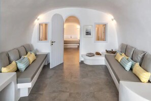 NG Cave 1 with Private Hot Tub | Living area | Flat-screen TV - Petit Village (Fira)
