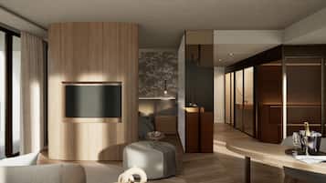 1 habitación, caja de seguridad en la habitación y escritorio