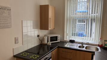 Fridge, microwave, oven, electric kettle