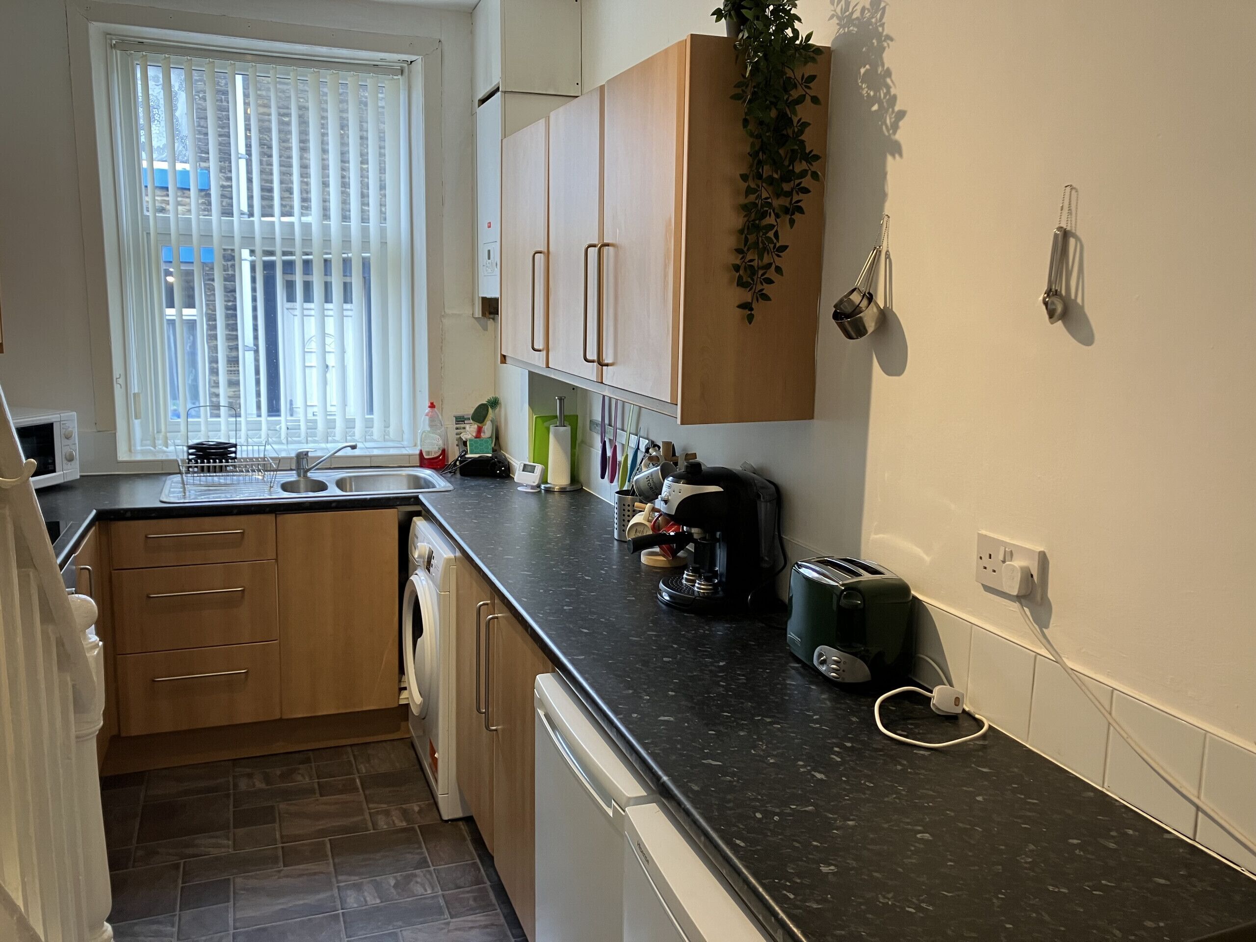 Fridge, microwave, oven, electric kettle