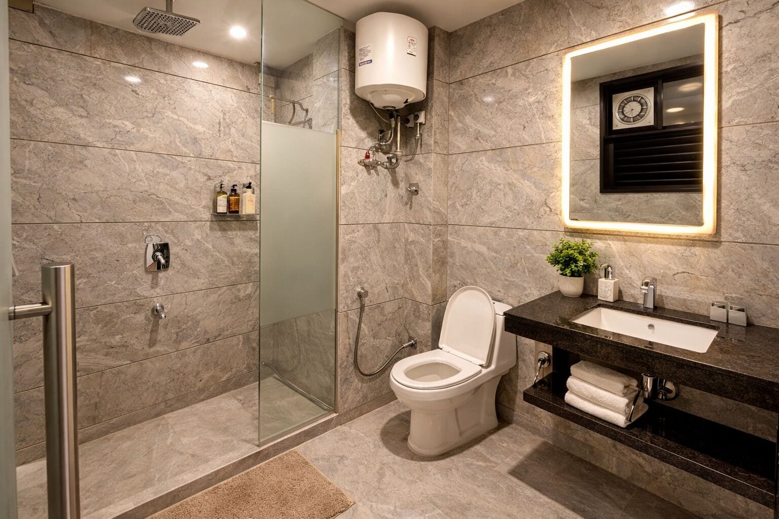 Familienzimmer | Badezimmer | Dusche, kostenlose Toilettenartikel, Handtücher, Seife