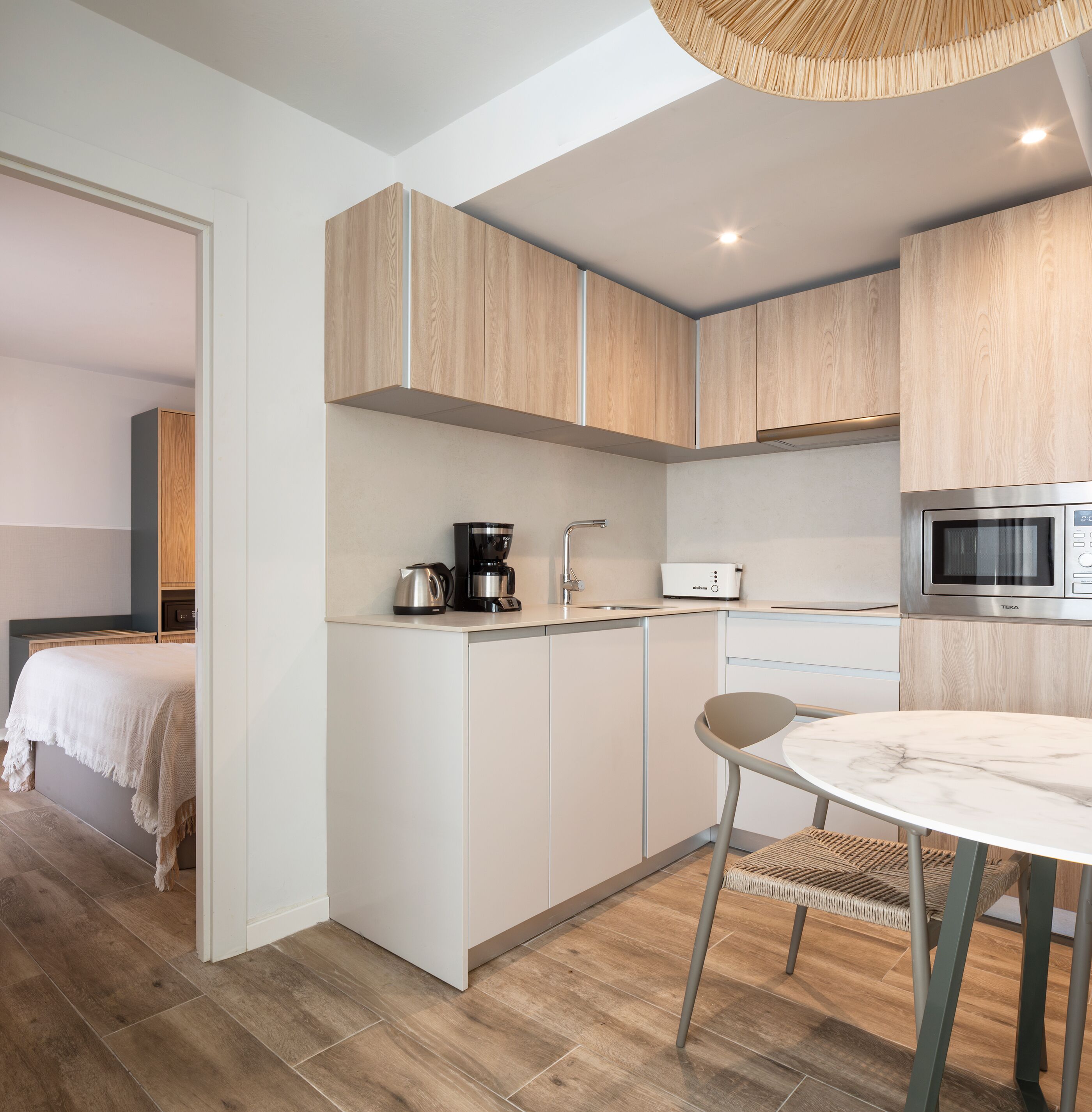 Apartment, 1 Bedroom, Terrace, Sea View | Private kitchen | Fridge, microwave, stovetop, dishwasher