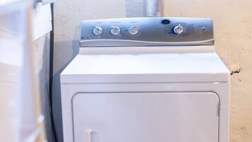 Feel free to use the dryer in our basement as well! We provide dryer sheets and a place to fold all your clean laundry!