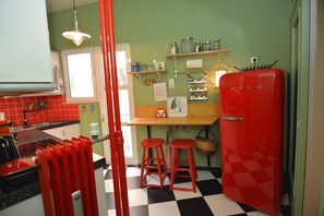 Apartment, Balcony | Private kitchen | Coffee/tea maker, electric kettle