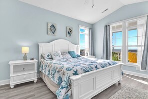 4 bedrooms, iron/ironing board, travel crib, internet