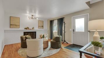 Smart TV, fireplace, video games, foosball